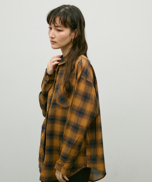 Lutim by u(ルチバイユー)の「Ombre check basic shirt / オンブレーチェックベーシックシャツ(シャツ/ブラウス・レディース・ブラウン/ブラック・FREE)」の13枚目の写真