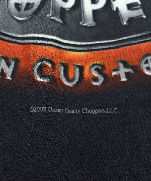 VINTAGE（ヴィンテージ）の「【USED】Y2K ORANGE COUNTORY CHOPPERS バイク Tシャツ（Tシャツ/カットソー・メンズ・ブラック・LARGE）」の4枚目の写真