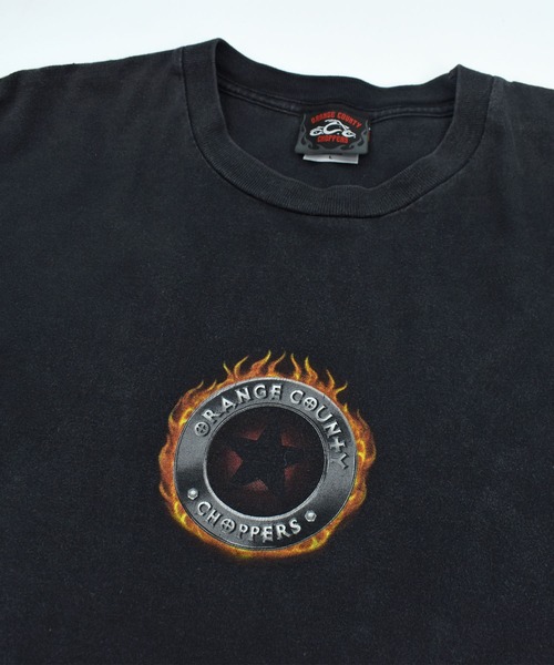 VINTAGE（ヴィンテージ）の「【USED】Y2K ORANGE COUNTORY CHOPPERS バイク Tシャツ（Tシャツ/カットソー・メンズ・ブラック・LARGE）」の6枚目の写真