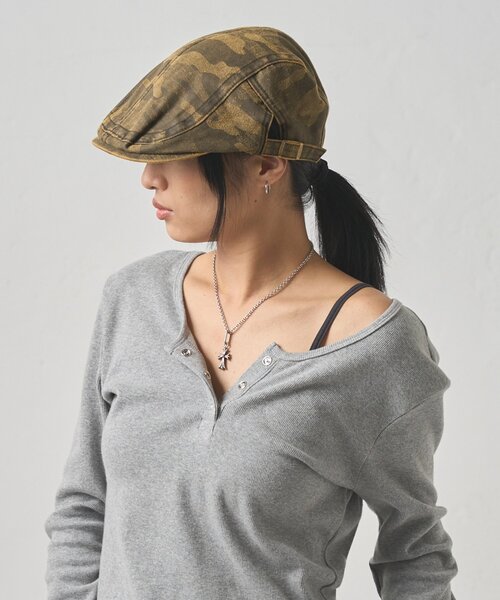 WHO'S WHO gallery（フーズフーギャラリー）の「【WEB限定】迷彩ハンチング（ハンチング/ベレー帽・レディース・ライトグレー/グリーン/ブラウン・FREE）」の3枚目の写真