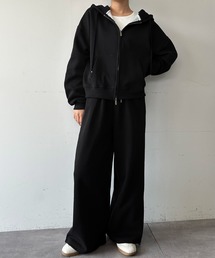 Ampirula（アンピルーラ）の「フード付きパーカー ワイドパンツ セットアップ スウェット 2点セット レディース 秋 きれいめ 冬（セットアップ）」