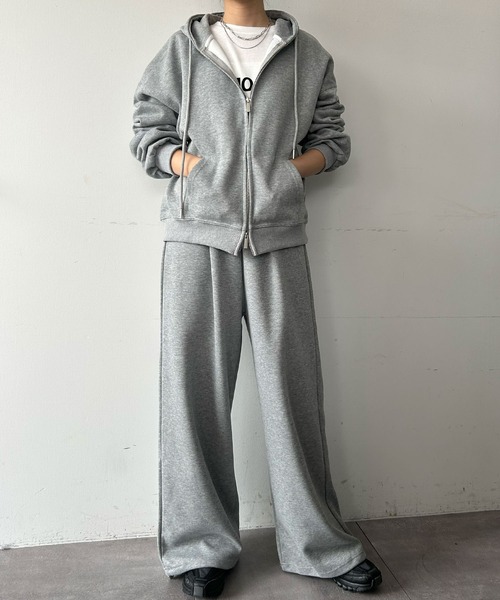 グレー フード付きパーカーとパンツセット フード付パーカー＆スウェットパンツ セット レディース S-XL 毛玉でき