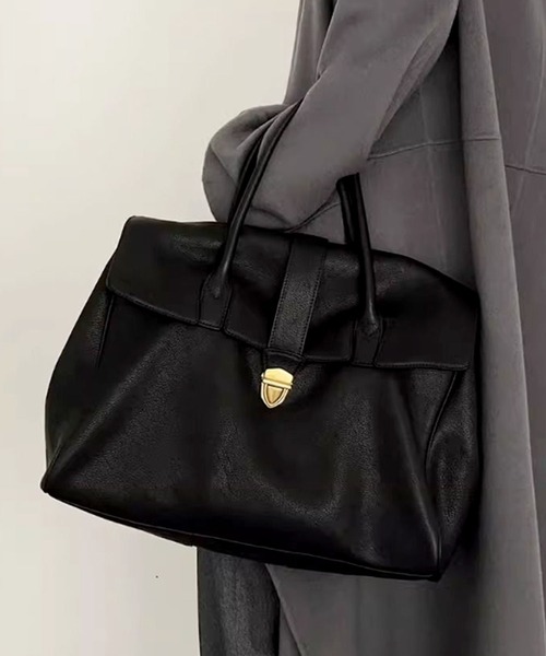 florist（フローリスト）の「レザータッチ クラシカルワイドボストンバッグ（ボストンバッグ・レディース・ブラック・FREE）」の2枚目の写真