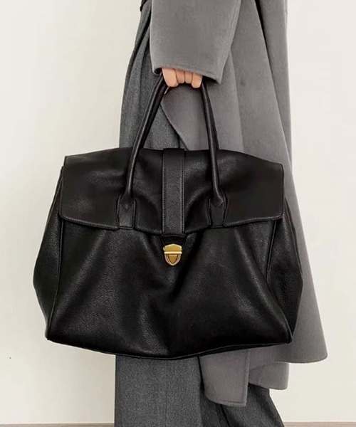 florist（フローリスト）の「レザータッチ クラシカルワイドボストンバッグ（ボストンバッグ・レディース・ブラック・FREE）」の4枚目の写真