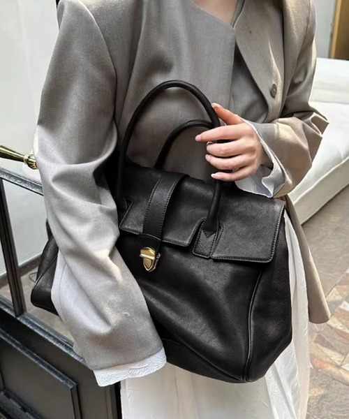 florist（フローリスト）の「レザータッチ クラシカルワイドボストンバッグ（ボストンバッグ・レディース・ブラック・FREE）」の5枚目の写真