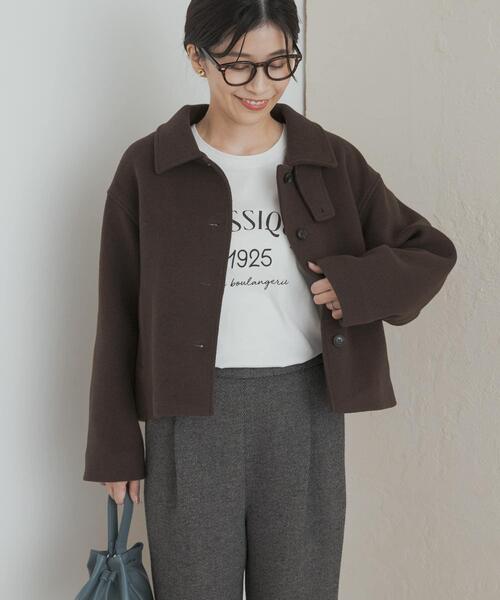 URBAN RESEARCH DOORS（アーバンリサーチドアーズ）の「中綿ウールショートコート（その他アウター・レディース・ブラック/ブラウン・MEDIUM）」の3枚目の写真