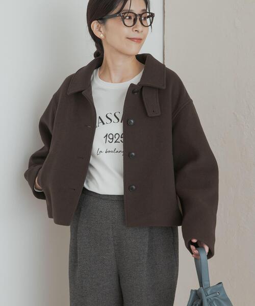 URBAN RESEARCH DOORS（アーバンリサーチドアーズ）の「中綿ウールショートコート（その他アウター・レディース・ブラック/ブラウン・MEDIUM）」の4枚目の写真