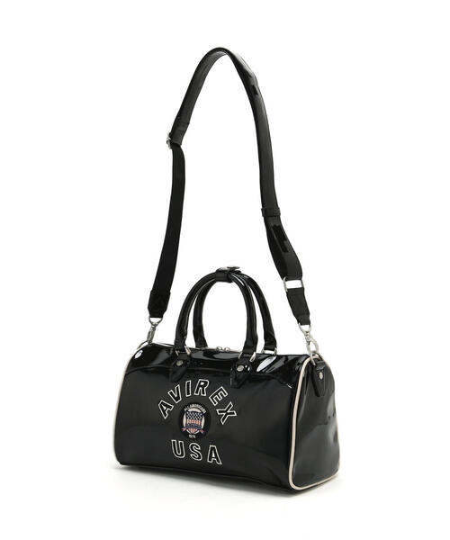 AVIREX（アヴィレックス）の「《WEB&DEPOT限定》ENAMEL MINI DUFFLE BAG/エナメルミニダッフルバッグ（ボストンバッグ・レディース・ブラック/アイボリー・F）」の3枚目の写真