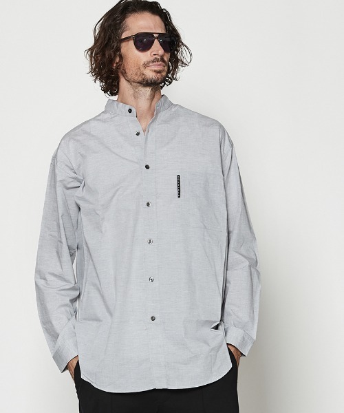 ACANTHUS(アカンサス)の「ms6289- Oversized Band Collar Shirt バンドカラーシャツ(SH2602)(シャツ/ブラウス・メンズ・ブルー/グレー・S/M/L/XL)」の2枚目の写真