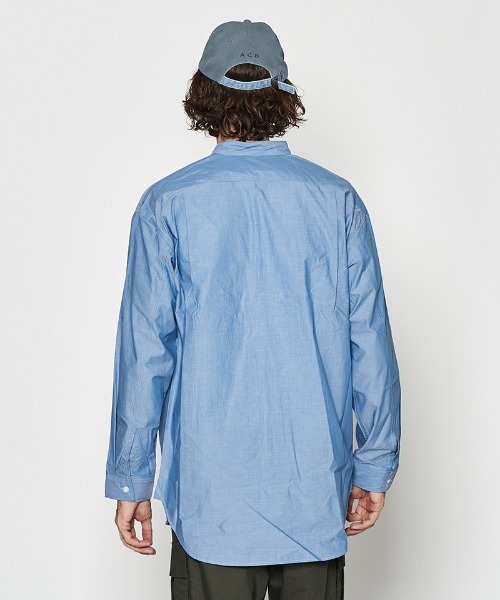 ACANTHUS(アカンサス)の「ms6289- Oversized Band Collar Shirt バンドカラーシャツ(SH2602)(シャツ/ブラウス・メンズ・ブルー/グレー・S/M/L/XL)」の5枚目の写真
