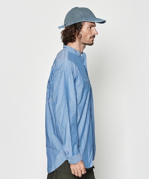 ACANTHUS(アカンサス)の「ms6289- Oversized Band Collar Shirt バンドカラーシャツ(SH2602)(シャツ/ブラウス・メンズ・ブルー/グレー・S/M/L/XL)」の6枚目の写真