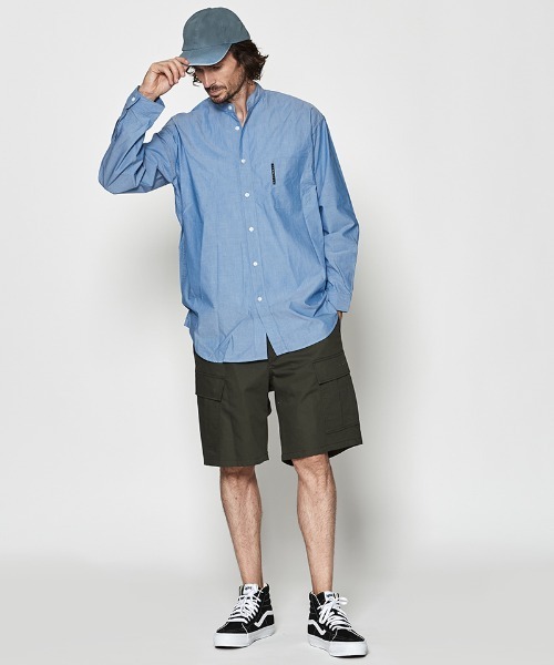 ACANTHUS(アカンサス)の「ms6289- Oversized Band Collar Shirt バンドカラーシャツ(SH2602)(シャツ/ブラウス・メンズ・ブルー/グレー・S/M/L/XL)」の7枚目の写真