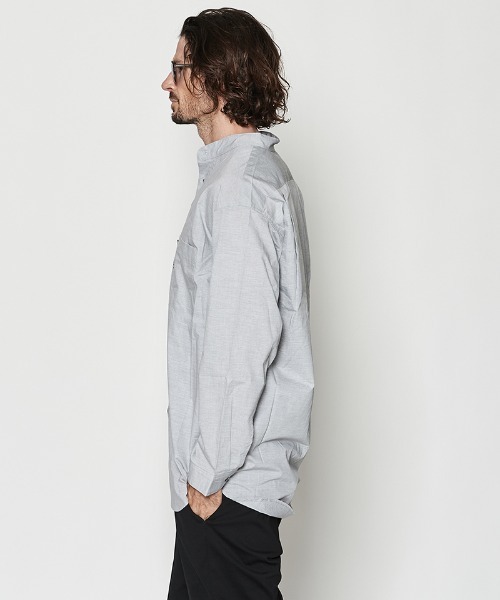 ACANTHUS(アカンサス)の「ms6289- Oversized Band Collar Shirt バンドカラーシャツ(SH2602)(シャツ/ブラウス・メンズ・ブルー/グレー・S/M/L/XL)」の9枚目の写真