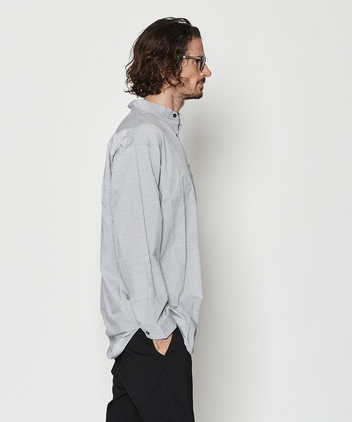 ACANTHUS(アカンサス)の「ms6289- Oversized Band Collar Shirt バンドカラーシャツ(SH2602)(シャツ/ブラウス・メンズ・ブルー/グレー・S/M/L/XL)」の11枚目の写真