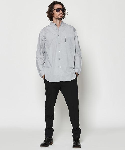 ACANTHUS(アカンサス)の「ms6289- Oversized Band Collar Shirt バンドカラーシャツ(SH2602)(シャツ/ブラウス・メンズ・ブルー/グレー・S/M/L/XL)」の12枚目の写真