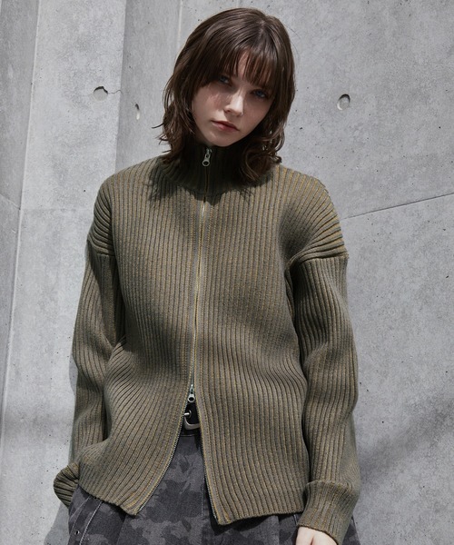 Spielio】Two-tone zip knit / ツートンジップニット（ニット/セーター