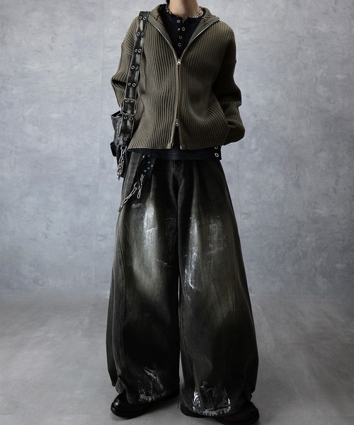 Spielio（シュピーリオ）の「【Spielio】Two-tone zip knit / ツートンジップニット（ニット/セーター・メンズ・ブラック系1/グレー系1・S/L/M）」の3枚目の写真