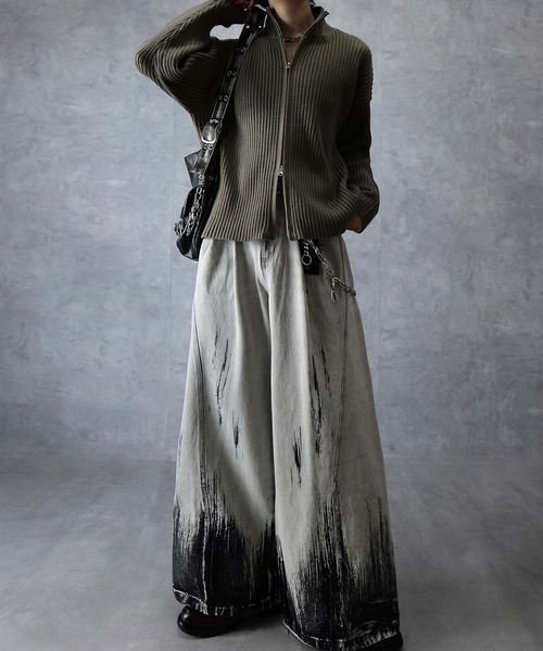 Spielio（シュピーリオ）の「【Spielio】Two-tone zip knit / ツートンジップニット（ニット/セーター・メンズ・ブラック系1/グレー系1・S/L/M）」の6枚目の写真