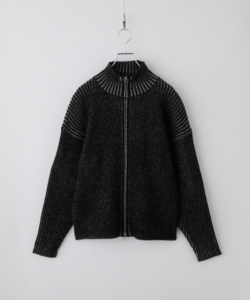 Spielio（シュピーリオ）の「【Spielio】Two-tone zip knit / ツートンジップニット（ニット/セーター・メンズ・ブラック系1/グレー系1・S/L/M）」の11枚目の写真