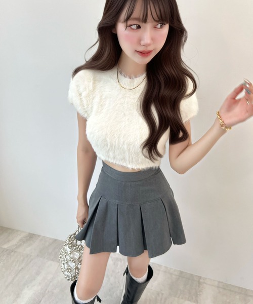 試着のみ❣️黒ファー袖のニットトップス セール】【ZOZO限定】袖ファー麻タッチニット（ニット/セーター