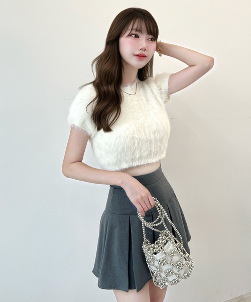 セール】2025AWトレンド♪フェザーシャギー半袖ショート丈ファー
