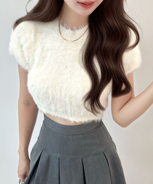 セール】2025AWトレンド♪フェザーシャギー半袖ショート丈ファー