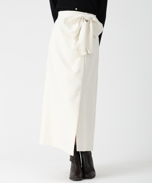 31 Sons de mode（トランテアン　ソン　ドゥ　モード）の「2025秋冬新作 リボンタイトスカート（スカート・レディース・チャコールグレー/ホワイト/ブラウン・M/S）」の2枚目の写真