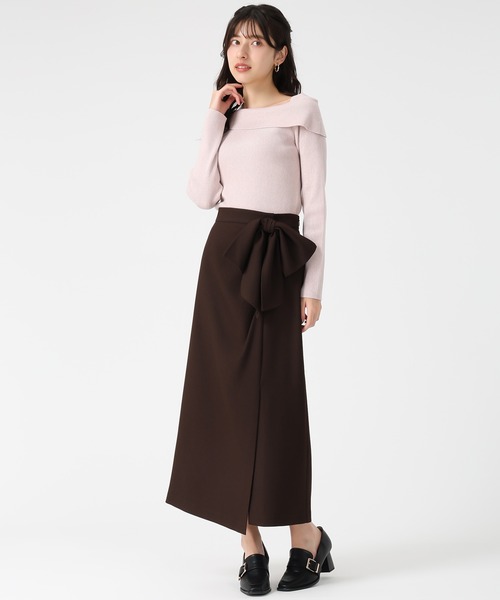 31 Sons de mode（トランテアン　ソン　ドゥ　モード）の「2025秋冬新作 リボンタイトスカート（スカート・レディース・チャコールグレー/ホワイト/ブラウン・M/S）」の5枚目の写真