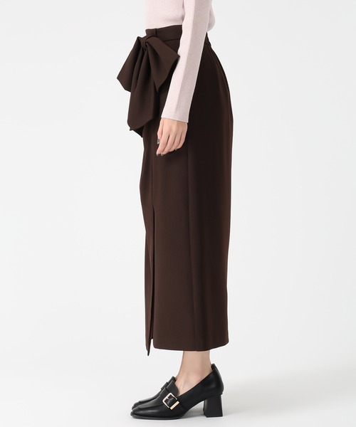 31 Sons de mode（トランテアン　ソン　ドゥ　モード）の「2025秋冬新作 リボンタイトスカート（スカート・レディース・チャコールグレー/ホワイト/ブラウン・M/S）」の6枚目の写真