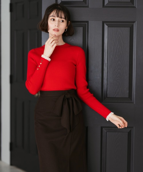 31 Sons de mode（トランテアン　ソン　ドゥ　モード）の「2025秋冬新作 リボンタイトスカート（スカート・レディース・チャコールグレー/ホワイト/ブラウン・M/S）」の22枚目の写真