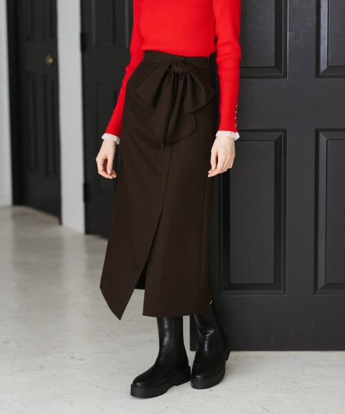 31 Sons de mode（トランテアン　ソン　ドゥ　モード）の「2025秋冬新作 リボンタイトスカート（スカート・レディース・チャコールグレー/ホワイト/ブラウン・M/S）」の20枚目の写真