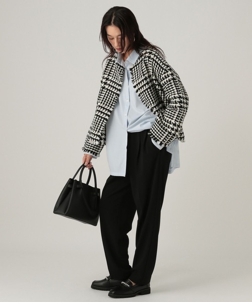 Elura（エルーラ）の「フリンジチェックニットジャケット/431372（ノーカラージャケット・レディース・ブラック系その他/カーキ/ネイビー・FREE）」の8枚目の写真