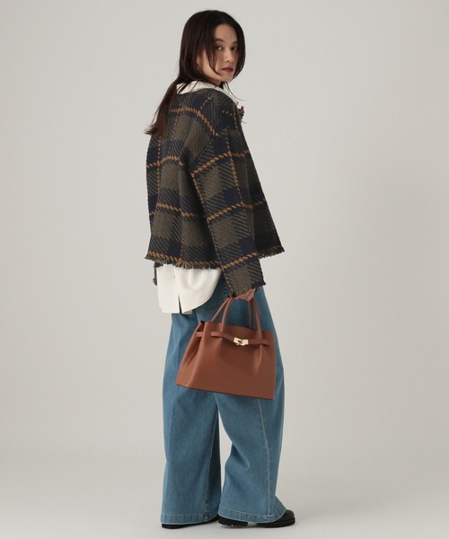 Elura（エルーラ）の「フリンジチェックニットジャケット/431372（ノーカラージャケット・レディース・ブラック系その他/カーキ/ネイビー・FREE）」の15枚目の写真