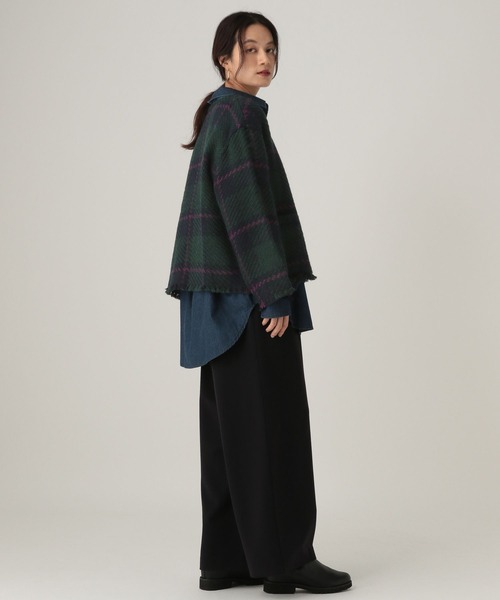 Elura（エルーラ）の「フリンジチェックニットジャケット/431372（ノーカラージャケット・レディース・ブラック系その他/カーキ/ネイビー・FREE）」の20枚目の写真