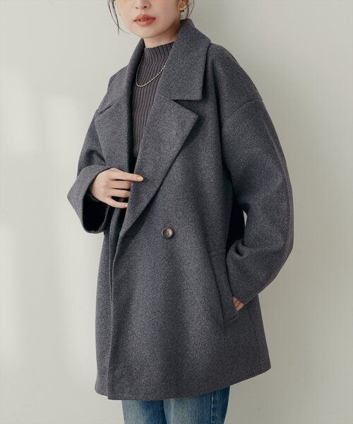 natural couture（ナチュラルクチュール）の「ニットモッサミドル丈テーラーコート（その他アウター・レディース・ブラック/アイボリー/ブラウン/キャメル/チャコールグレー・FREE）」の9枚目の写真