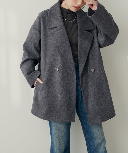 natural couture（ナチュラルクチュール）の「ニットモッサミドル丈テーラーコート（その他アウター・レディース・ブラック/アイボリー/ブラウン/キャメル/チャコールグレー・FREE）」の13枚目の写真