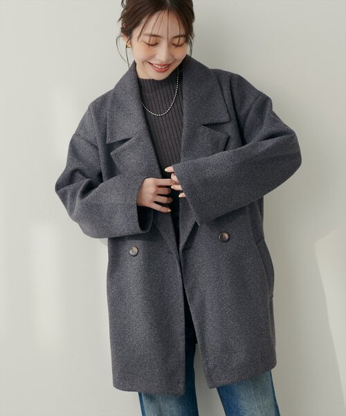 natural couture（ナチュラルクチュール）の「ニットモッサミドル丈テーラーコート（その他アウター・レディース・ブラック/アイボリー/ブラウン/キャメル/チャコールグレー・FREE）」の11枚目の写真