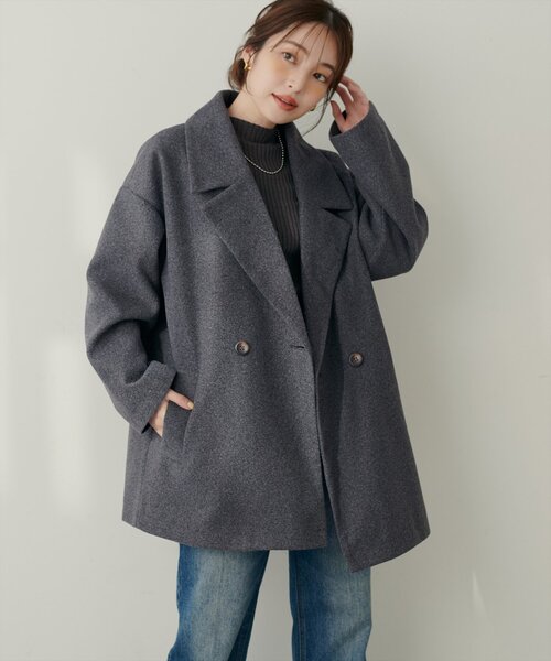 natural couture（ナチュラルクチュール）の「ニットモッサミドル丈テーラーコート（その他アウター・レディース・ブラック/アイボリー/ブラウン/キャメル/チャコールグレー・FREE）」の10枚目の写真