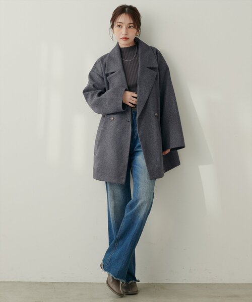 natural couture（ナチュラルクチュール）の「ニットモッサミドル丈テーラーコート（その他アウター・レディース・ブラック/アイボリー/ブラウン/キャメル/チャコールグレー・FREE）」の14枚目の写真