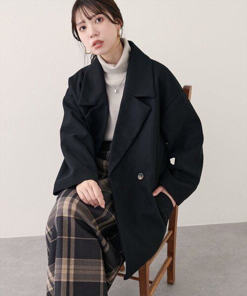 natural couture（ナチュラルクチュール）の「ニットモッサミドル丈テーラーコート（その他アウター・レディース・ブラック/アイボリー/ブラウン/キャメル/チャコールグレー・FREE）」の19枚目の写真