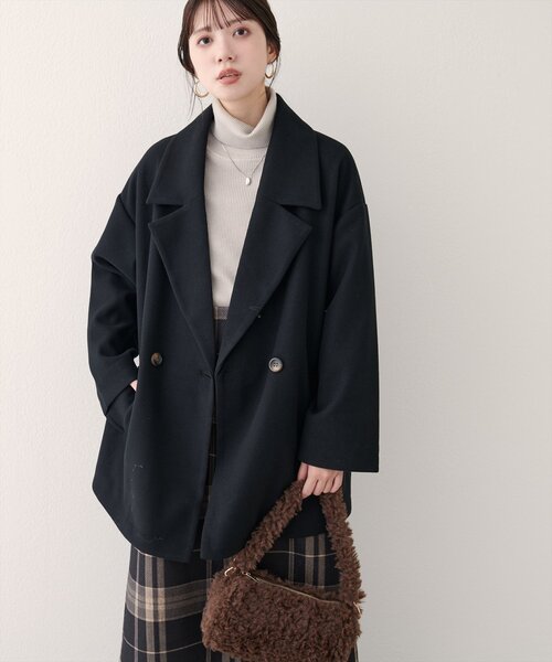 natural couture（ナチュラルクチュール）の「ニットモッサミドル丈テーラーコート（その他アウター・レディース・ブラック/アイボリー/ブラウン/キャメル/チャコールグレー・FREE）」の18枚目の写真