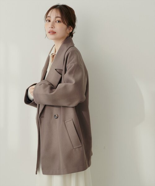 natural couture（ナチュラルクチュール）の「ニットモッサミドル丈テーラーコート（その他アウター・レディース・ブラック/アイボリー/ブラウン/キャメル/チャコールグレー・FREE）」の6枚目の写真