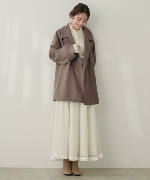 natural couture（ナチュラルクチュール）の「ニットモッサミドル丈テーラーコート（その他アウター・レディース・ブラック/アイボリー/ブラウン/キャメル/チャコールグレー・FREE）」の7枚目の写真