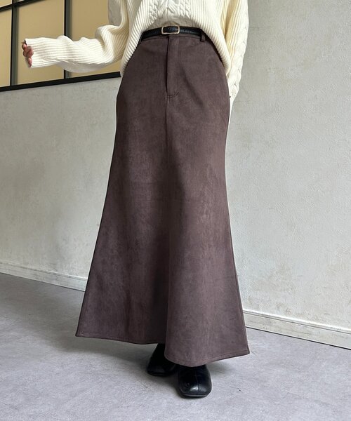 Thevon（ゼボン）の「FスエードIラインスカート（スカート・レディース・チャコールグレー/ベージュ/ブラウン・S/M）」の4枚目の写真