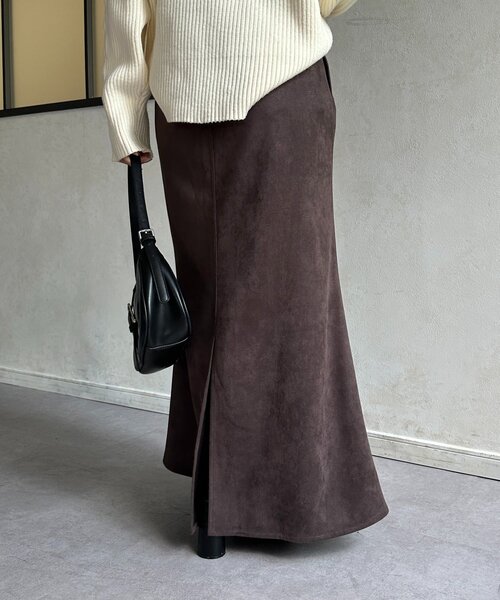 Thevon（ゼボン）の「FスエードIラインスカート（スカート・レディース・チャコールグレー/ベージュ/ブラウン・S/M）」の7枚目の写真