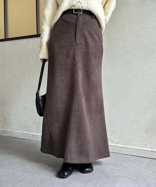 Thevon（ゼボン）の「FスエードIラインスカート（スカート・レディース・チャコールグレー/ベージュ/ブラウン・S/M）」の8枚目の写真