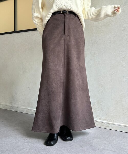 Thevon（ゼボン）の「FスエードIラインスカート（スカート・レディース・チャコールグレー/ベージュ/ブラウン・S/M）」の9枚目の写真