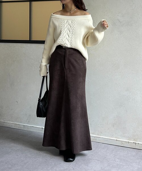 Thevon（ゼボン）の「FスエードIラインスカート（スカート・レディース・チャコールグレー/ベージュ/ブラウン・S/M）」の10枚目の写真