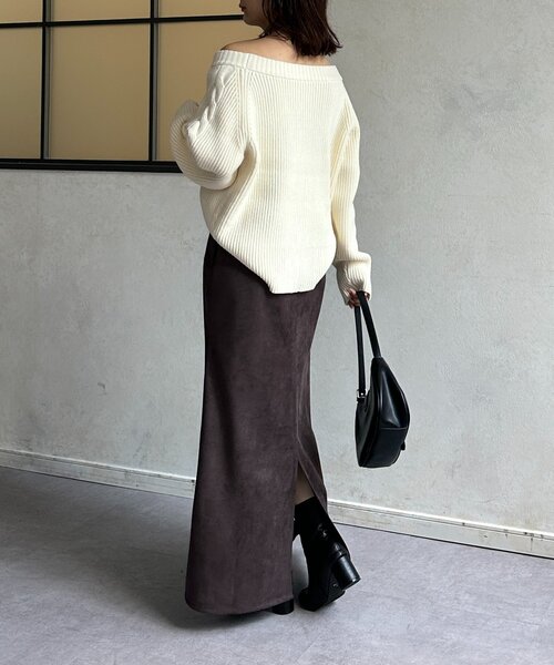 Thevon（ゼボン）の「FスエードIラインスカート（スカート・レディース・チャコールグレー/ベージュ/ブラウン・S/M）」の11枚目の写真