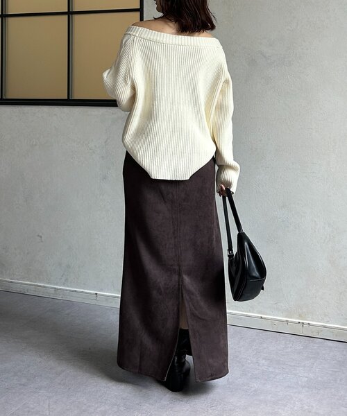 Thevon（ゼボン）の「FスエードIラインスカート（スカート・レディース・チャコールグレー/ベージュ/ブラウン・S/M）」の12枚目の写真